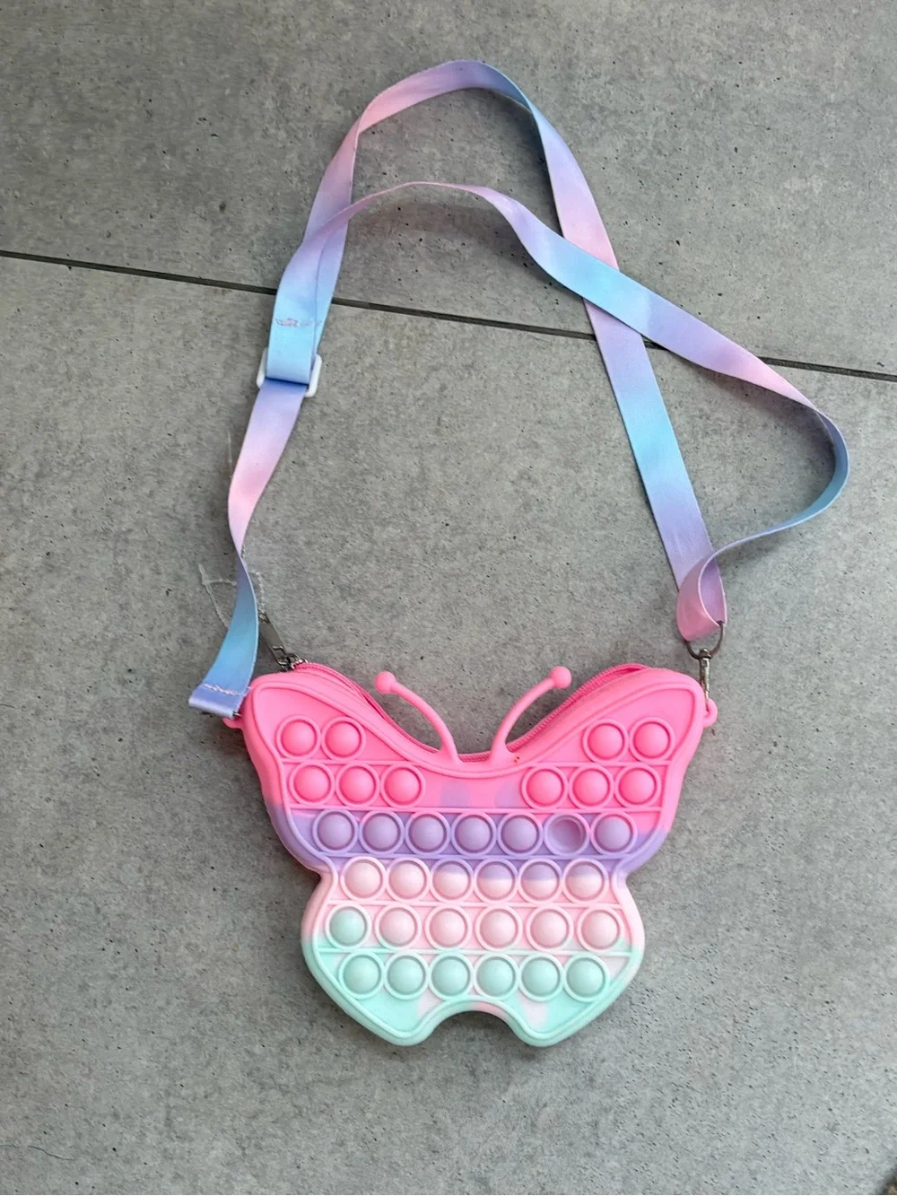 Kids Butterfly Pop-It Crossbody Bag - Pink Purple Mint